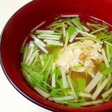 ふんわりあったか 卵の水菜スープ